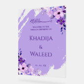 フローララベンダー薄紫ムスリムニッカウェルカムサイン アクリルサイン (傾斜)