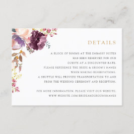 フローララベンダー赤面エレガントな結婚式詳細 招待状