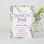 フローララベンダー&金ゴールドブライダルシャワーティー 招待状 (スタンド正面)