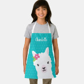 フローララマアルパカティール（緑がかった色）ガールキパーソナライズされたッズ エプロン (インサイチュ)
