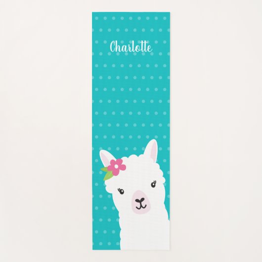 フローララマアルパカティール(緑がかった色)パーソナライズされた名 ヨガマット (正面)