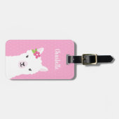 フローララマアルパカピンク ラゲッジタグ (正面横)