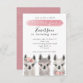 フローララマ誕生日パーティーの招待 セーブザデート (正面/裏面)