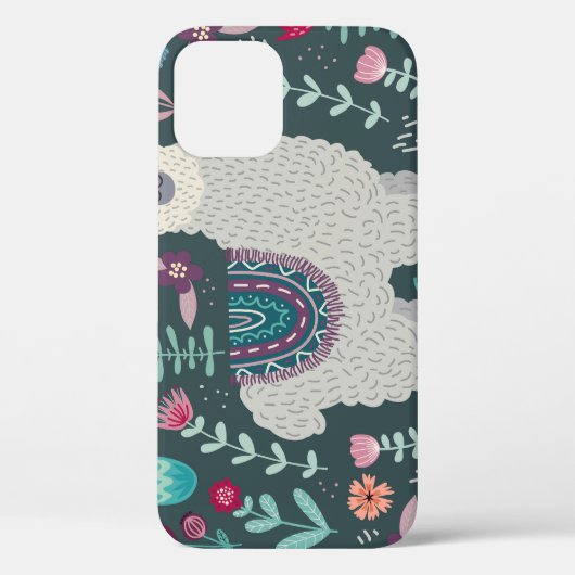 フローララマ:ヴィンテージ手描きドードル Case-Mate iPhoneケース (裏面)
