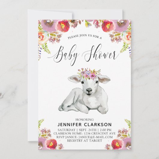 フローララムベビーシャワー 招待状 (正面)