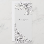 フローララモダンインスケッチ結婚のディナーメニュー 招待状 (裏面)