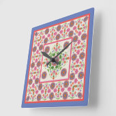 フローラランゴリ縁どパターンベージュ色:壁時計 スクエア壁時計 (傾斜)