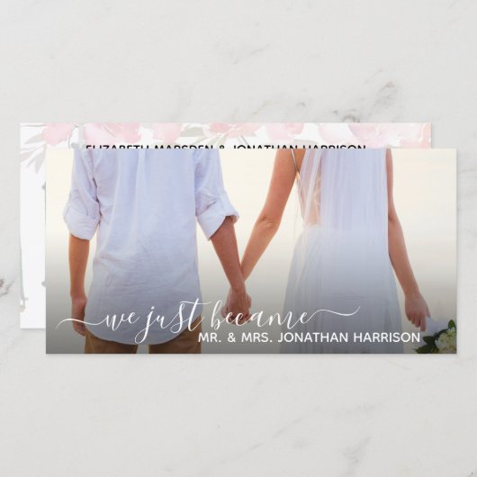 フローラランタンミセス写真たった今結婚しましたサイト 案内状 (正面/裏面)