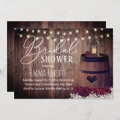 フローラランタン素朴ワインバレルブライダルシャワー 招待状 (正面/裏面)