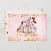 フローラリトルカボチャ女の子ベイビーシャワーありがとう エンクロージャーカード (正面/裏面)