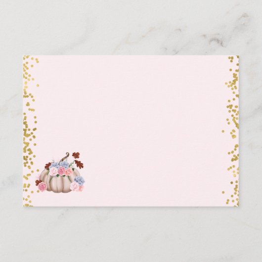 フローラリトルカボチャ女の子ベイビーシャワーありがとう エンクロージャーカード (裏面)