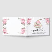 フローラリトルカボチャ女の子ベビシャワーピンクの花 ゲストブック (全面)