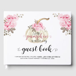 フローラリトルカボチャ女の子ベビシャワーピンクの花 ゲストブック
