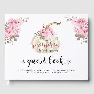 フローラリトルカボチャ女の子ベビシャワーピンクの花 ゲストブック