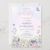 フローラリトルバタフライバースデーパーティー 招待状 (正面)