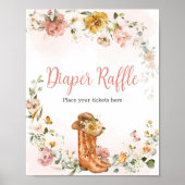フローラリトル女性のカーボーイベビーシャワーおむつラッフル ポスター (正面)