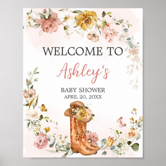 フローラリトル女性のカーボーイベビーシャワーへようこそ ポスター (正面)