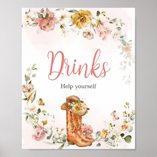 フローラリトル女性のカーボーイベビーシャワー飲料 ポスター (正面)