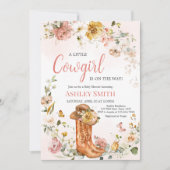 フローラリトル女性のカーボーイベビーシャワー 招待状 (正面)