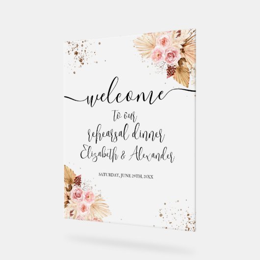 フローラリハーサルディナーウェルカムアクリルサイン アクリルサイン (傾斜)