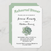 フローラリハーサルディナーグリーン多汁性サボテン 招待状 (正面/裏面)