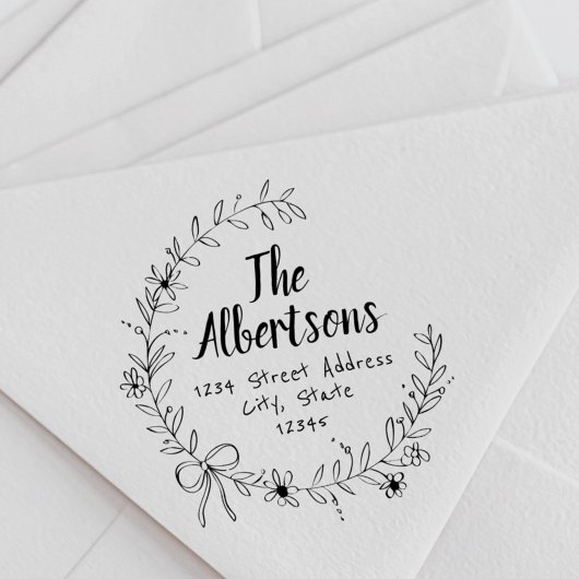 フローラリボンリースファミリ名差出人住所 セルフインキングスタンプ