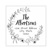 フローラリボンリースファミリ名差出人住所 ラバースタンプ (インプリント)