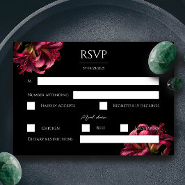 フローラリリダークゴシック結婚式RSVPカード 出欠カード