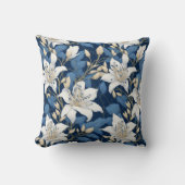 フローラリリークラシックホワイトブルー春ガーデン クッション (正面)