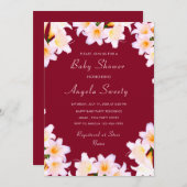 フローラリリーベビーシャワー招待状テンプレート (正面/裏面)