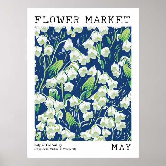 フローラリリー・オブ・ザ・バレー・メイ誕生・フラワーマーケット ポスター (正面)