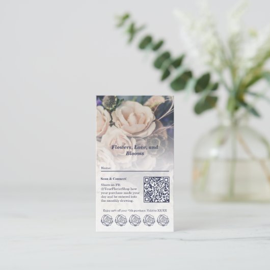 フローラリワードカスタマイズ可能なフローリストロイヤリティカード ロイヤリティカード (スタンド正面)