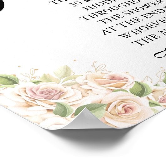 フローラリングや輪リングや輪ブライダルシャワーゲームサイン ポスター (角)