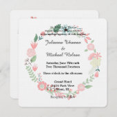 フローラリースとハート結婚の 招待状 (正面/裏面)