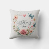 フローラリースと蝶、幸せな母の日 クッション (裏面)
