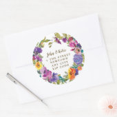 フローラリースの変更アドレスのステッカーラベル ラウンドシール (封筒)