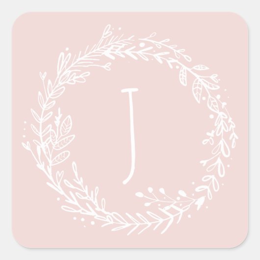 フローラリースイニシャル名の紹介 スクエアシール (正面)