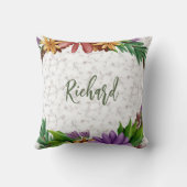 フローラリースイニシャル文字モノグラム名大理石 クッション (裏面)