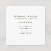 フローラリースイニシャル文字モノグラム名大理石 スクエア名刺 (裏面)