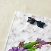 フローラリースイニシャル文字モノグラム名大理石 ビーチタオル (インサイチュ)