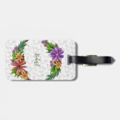 フローラリースイニシャル文字モノグラム名大理石 ラゲッジタグ (裏面横)