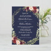 フローラリースウォーターカラーブルゴーニュ海軍結婚ズ 招待状 (スタンド正面)