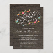 フローラリースウッ素朴ドブライダルシャワー招待状 招待状 (正面/裏面)