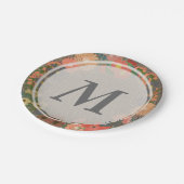 フローラリースオンフェイクバーラップモノグラム紙プレート ペーパープレート (アングル)