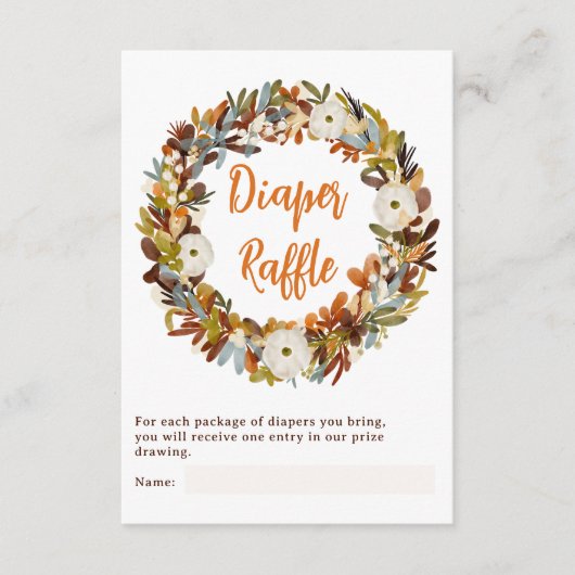 フローラリースカボチャおむつラッフルベビーシャワー エンクロージャーカード (正面)