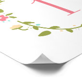 フローラリースガール1歳の誕生日パーソナライズされた ポスター (角)