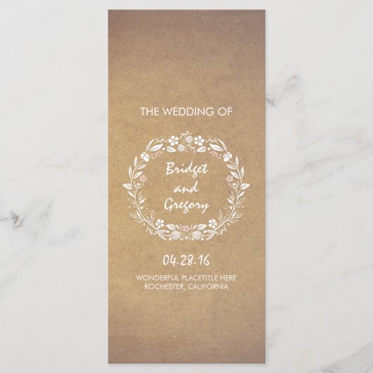 フローラリースクラフトスタイル結婚式プログラム プログラム (正面)