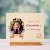 フローラリースクリーム子供の誕生日フォトウェルカム アクリルサイン (ニュートラル)