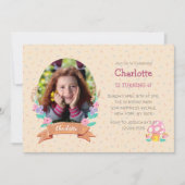 フローラリースクリーム子供の誕生日写真 招待状 (正面)