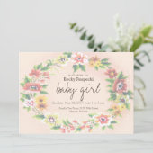 フローラリースクロステッチベビーシャワー招待状 招待状 (スタンド正面)